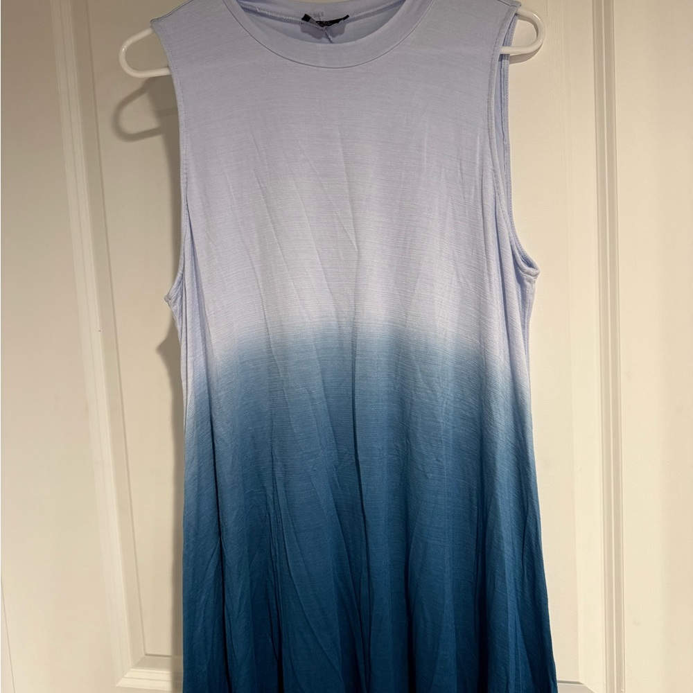 Lane Bryant Casual Gray and White Sleeveless Mini Dress